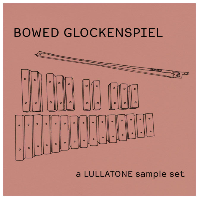 pen drawing of glockenspiel and violin bow